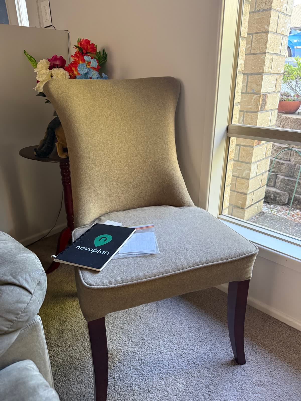 Beige High-Back Armchair