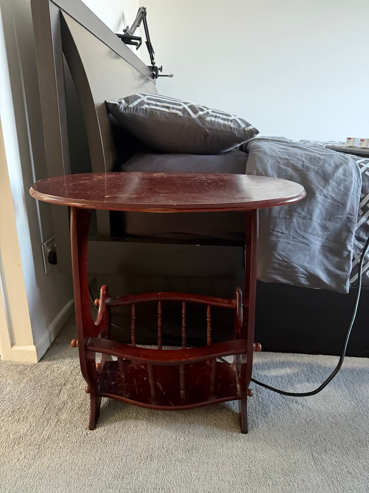 Mahogany Oval Bedside Table photo 2