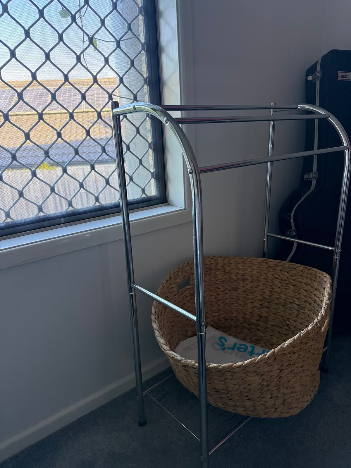 Chrome Rail Stand with Woven Basket photo 2